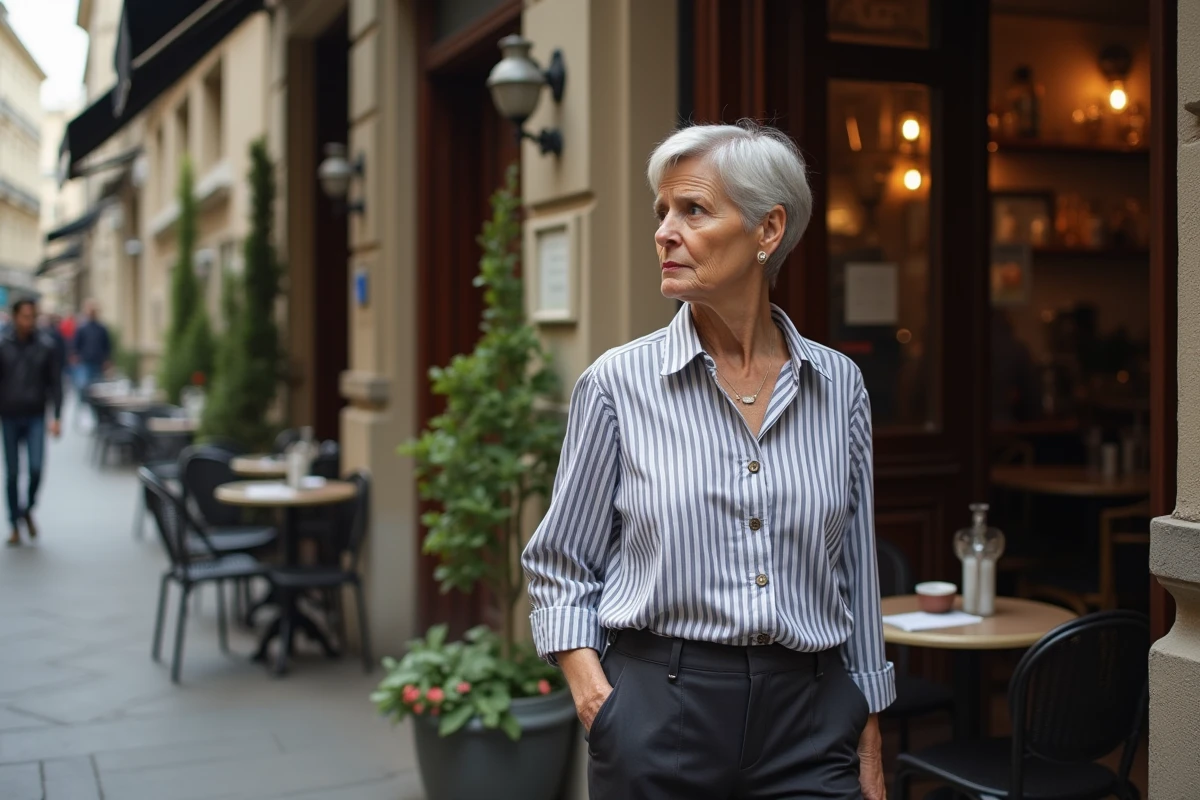 Actrice francaise dans une rue parisienne avec script en main