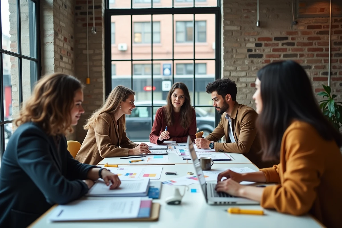 Groupe de professionnels créatifs en réunion de brainstorming