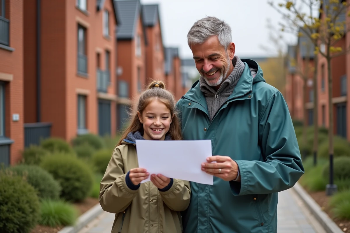 Pere et fille devant un immeuble social à Toulouse