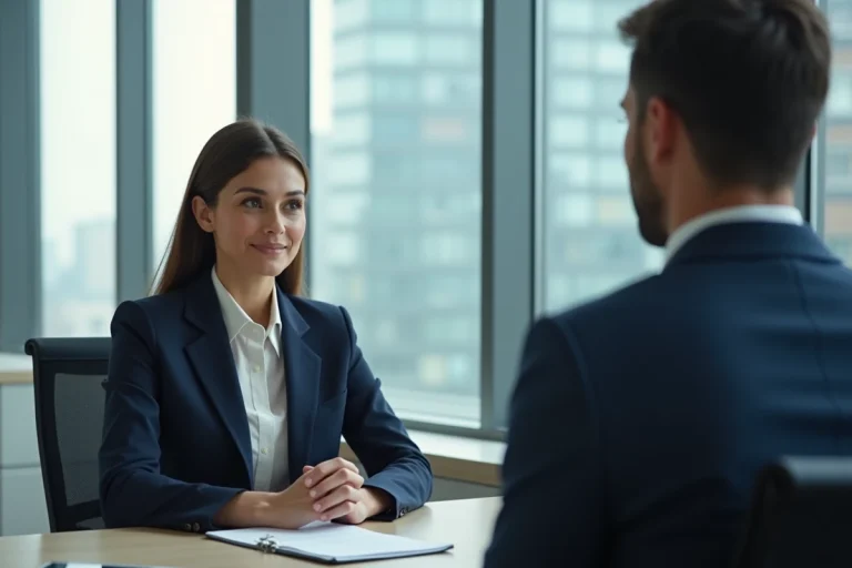 Femme professionnelle en réunion dans un bureau moderne