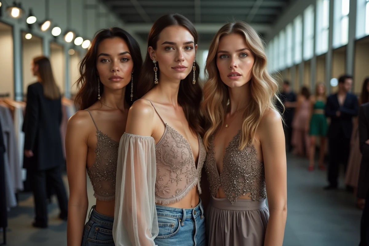 Modèles divers en backstage lors d une préparation de défilé